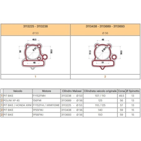 Cilindro Ø56 Allum. Sp.ø 15 PIT Bike 150 4t Malossi 3113693