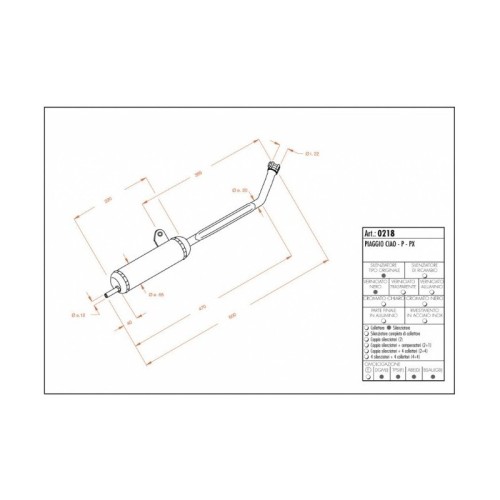 Marmitta Sito per Piaggio Ciao - P - PX - cod. 0218