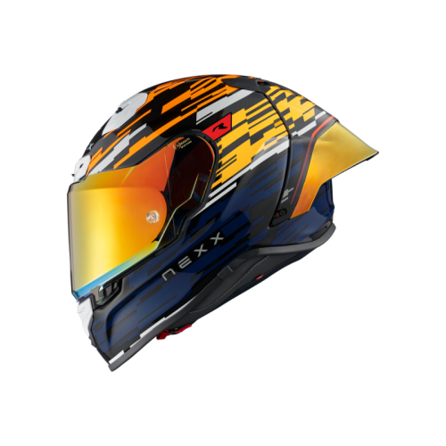 Casco Integrale NEXX X.R3R Glitch Racer Orange Blue ECE 22.06