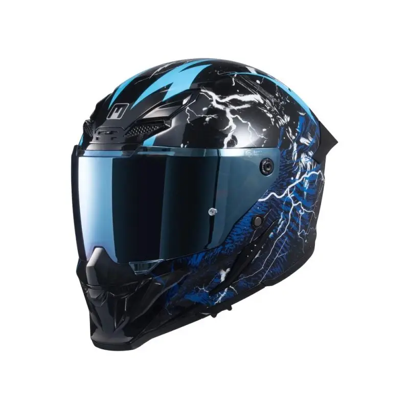Casco integrale MPH Blade Zeus Nero lucido/Blu ECE 22.06 - immagine prodotto 1