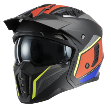 Casco jet trasformabile MPH Harrier Cuby Nero opaco/Rosso/Blu ECE 22.06 - immagine prodotto 1