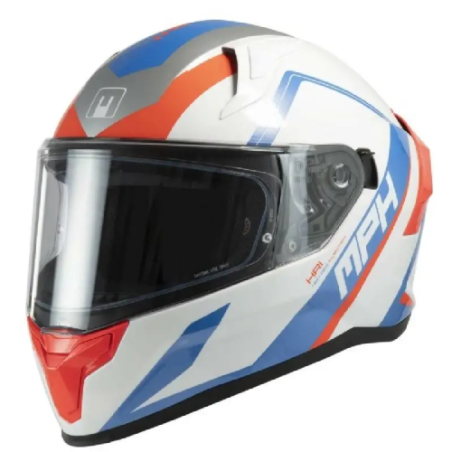 Casco integrale MPH Tiger Tiger Plumb Bianco/Blu/Rosso ECE 22.06 - immagine prodotto 1
