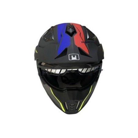 Casco jet trasformabile MPH Harrier Cuby Nero opaco/Rosso/Blu ECE 22.0