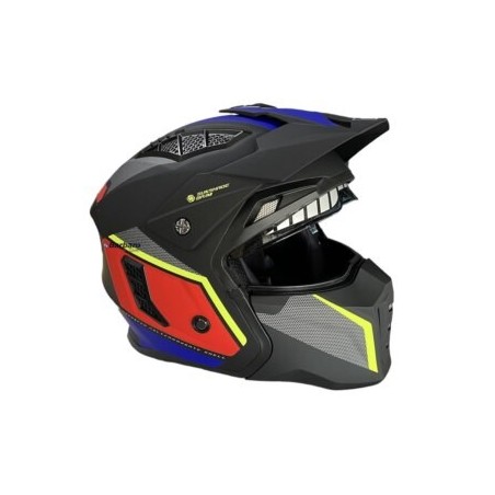 Casco jet trasformabile MPH Harrier Cuby Nero opaco/Rosso/Blu ECE 22.0