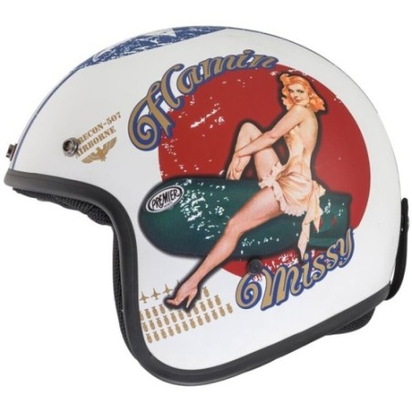 Casco Jet Premier Classic Grafica PINUP Bianco Nero Opaco | Motorsportstore
