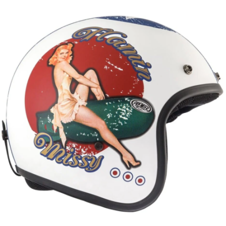 Casco Jet Premier Classic Grafica PINUP Bianco Nero Opaco | Motorsportstore