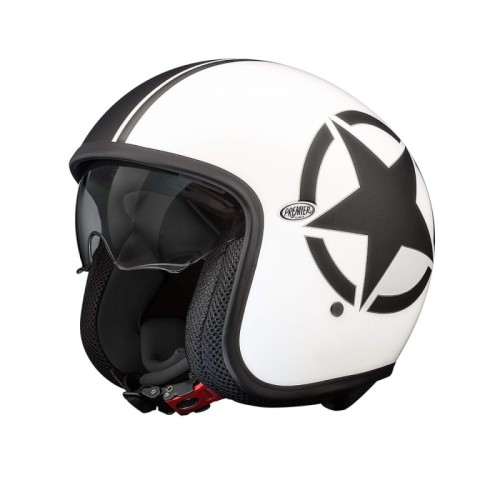 Casco Jet Premier Vintage Grafica STAR Bianco Nero Opaco | Motorsportstore