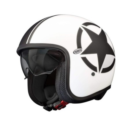 Casco Jet Premier Vintage Grafica STAR Bianco Nero Opaco | Motorsportstore