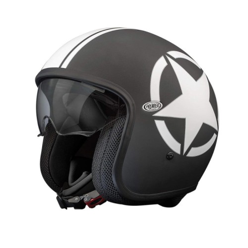Casco Jet Premier Vintage Grafica STAR Nero Opaco | Motorsportstore