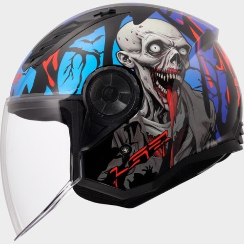 Casco Jet LS2 Airflow II Zombie II Black Red Blu | Motorsport Store