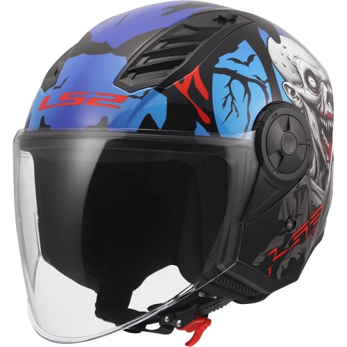 Casco Jet LS2 Airflow II Zombie II Black Red Blu | Motorsport Store