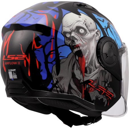 Casco Jet LS2 Airflow II Zombie II Black Red Blu | Motorsport Store