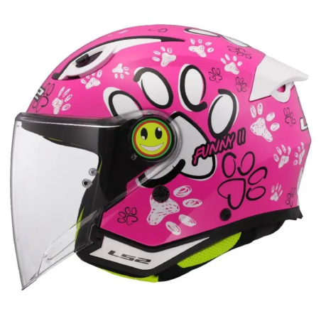 Casco Jet Junior LS2 Funny II Paws rosa lucido | Motorsport Store