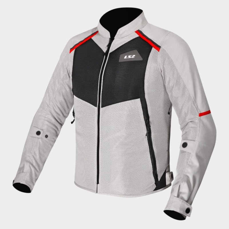 Giacca Moto Uomo LS2 Breeze Grey Black Red | Motor Sport
