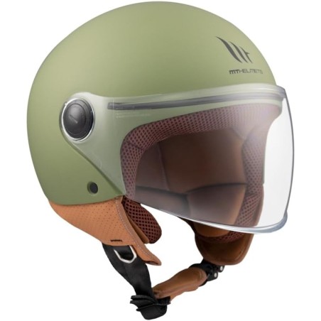 Casco Jet MT Street Solid A6 Verde Opaco Moto Scooter