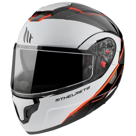 Casco Modulare MT Atom SV Opened B5 Bianco Rosso ECE 22.05