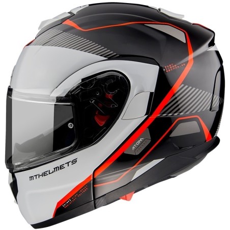 Casco Modulare MT Atom SV Opened B5 Bianco Rosso ECE 22.05