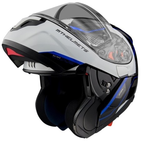 Casco Modulare MT Atom SV Opened B7 Bianco Blu ECE 22.05