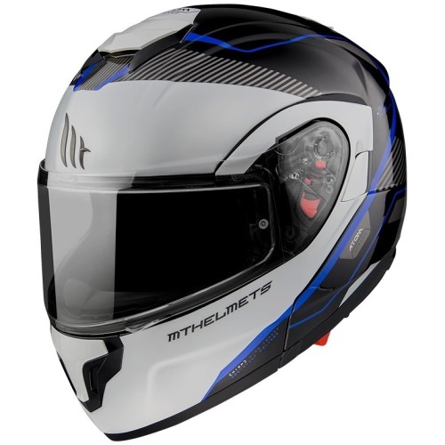 Casco Modulare MT Atom SV Opened B7 Bianco Blu ECE 22.05