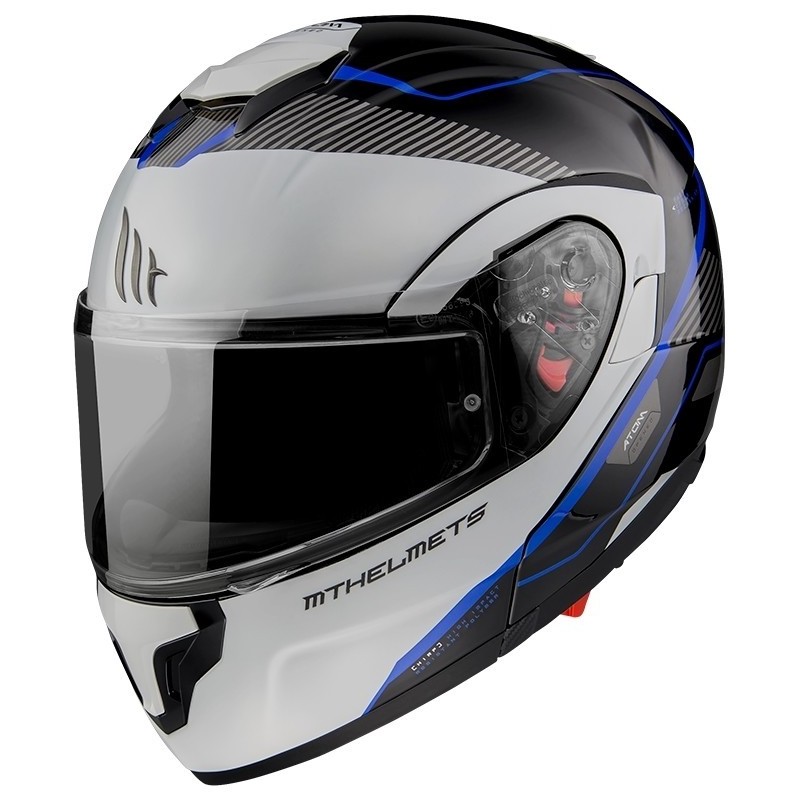 Casco Modulare MT Atom SV Opened B7 Bianco Blu ECE 22.05