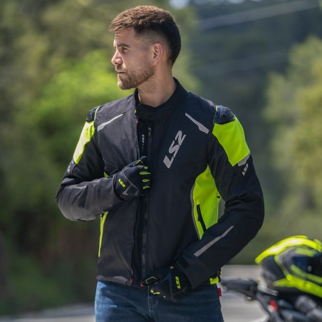 Giacca Moto LS2 Zoom Man Black Yellow Impermeabile