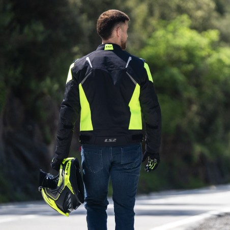 Giacca Moto LS2 Zoom Man Black Yellow Impermeabile